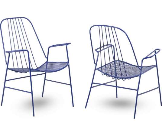 Vintage fauteuils en fer ajouré du 20ème siècle