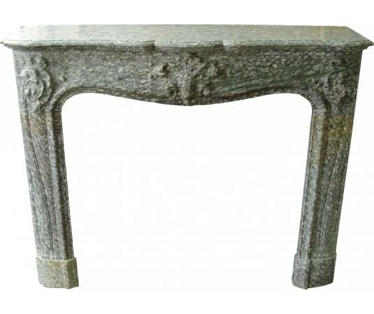 Antique Louis XVI style fireplace dating from 19th century in vert d'estour marble