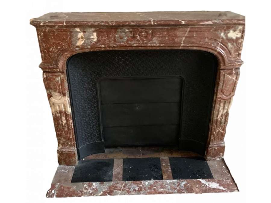 Antique fireplace from the end of the 19th century Louis XIV style belgian red marble