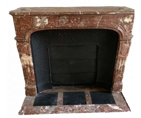 Antique fireplace from the end of the 19th century Louis XIV style belgian red marble