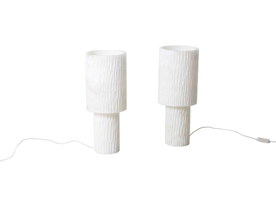 Pair of alabaster lamps+ contemporary work