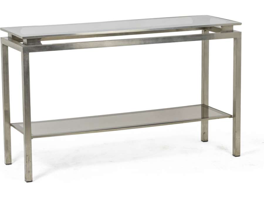 Vintage metal and glass console from the 20th century by Maison Jansen