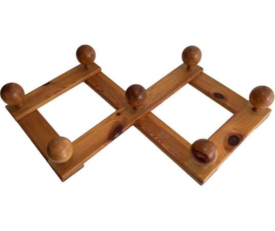 Wall accordion coat hanger in pine from the 20th century