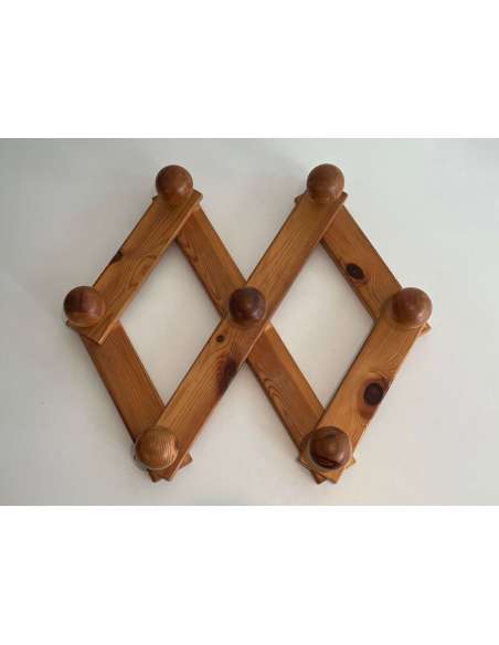 Wall accordion coat hanger in pine from the 20th century-Bozaart