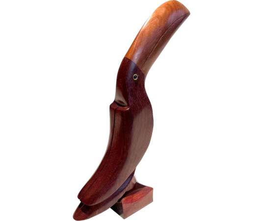Toucan in exotic wood with glass eyes from the 20th century