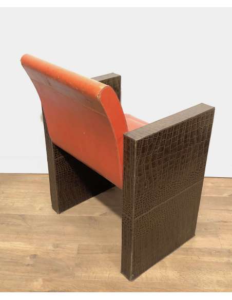 Suite de trois fauteuils en cuir du 20ème siècle-Bozaart