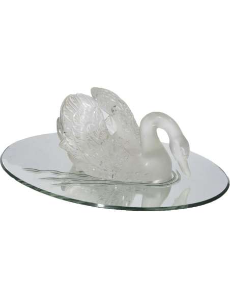 Swan head down in crystal by René Lalique from the 20th century-Bozaart
