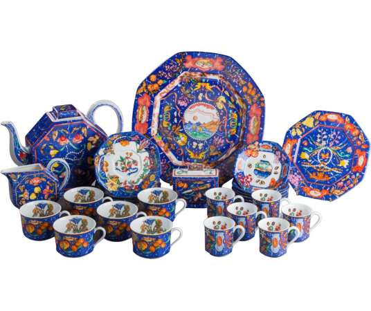 Service à thé et café en porcelaine par Hermès du 20ème siècle