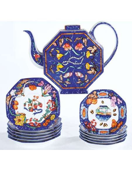 Service à thé et café en porcelaine par Hermès du 20ème siècle-Bozaart