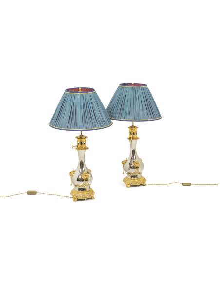 Pair of metal and bronze lamps from the 19th century-Bozaart