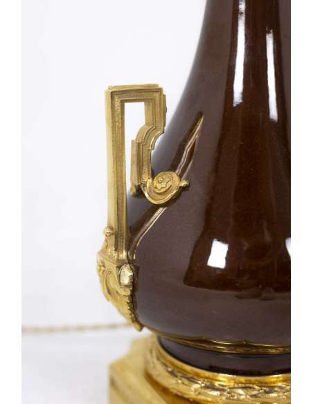 Pair of porcelain and gilt bronze lamps from the 19th century-Bozaart