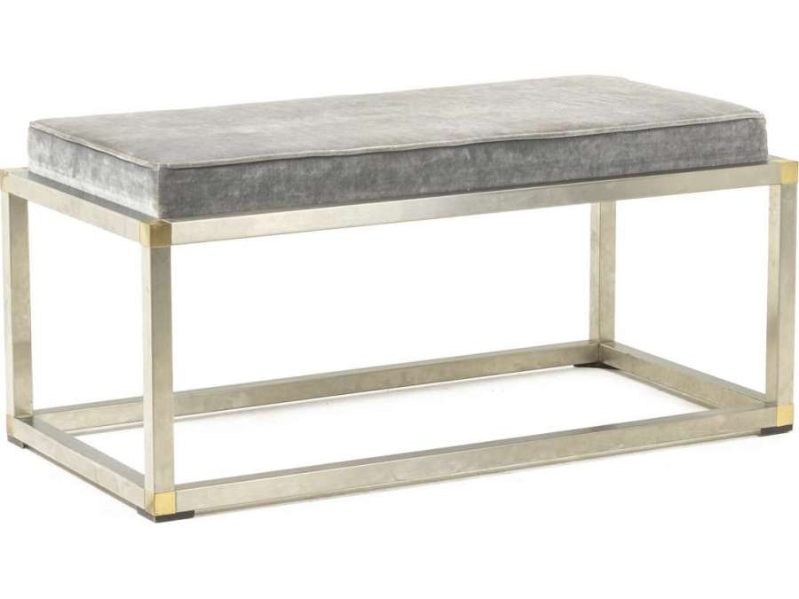 Vintage bench in gilded and silver-plated metal from the 20th century