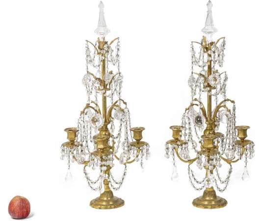 Louis XVI style Girandoles in bronze and crystal from the 20th century