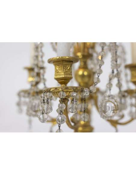 Girandoles de style Louis XVI en bronze et cristal du 20ème siècle-Bozaart