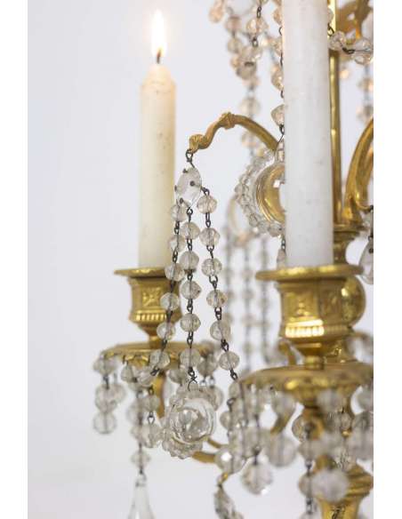 Louis XVI style Girandoles in bronze and crystal from the 20th century-Bozaart