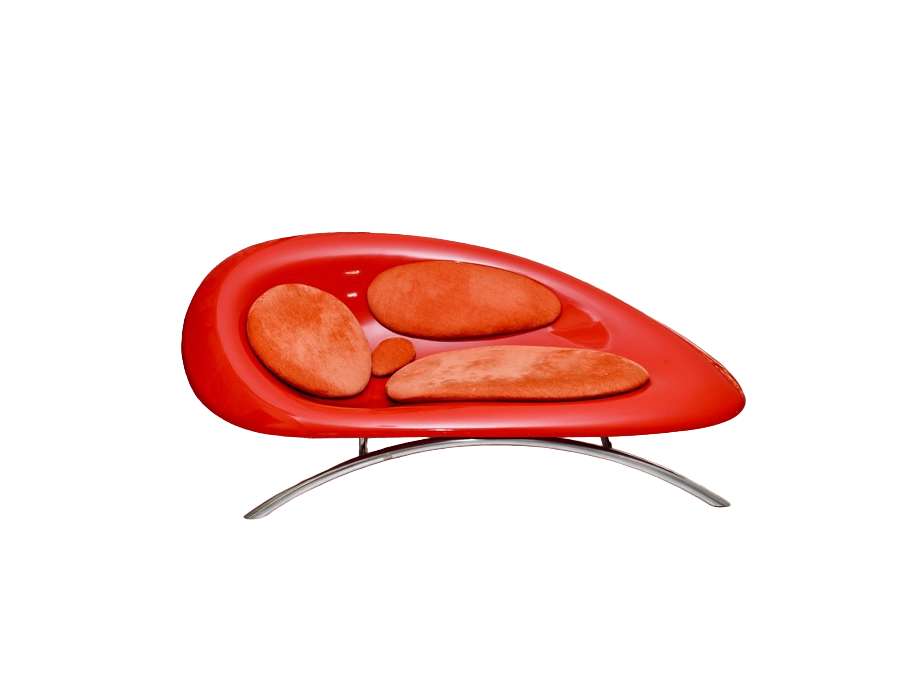 Red molded plastic sofa+ from the 20th century