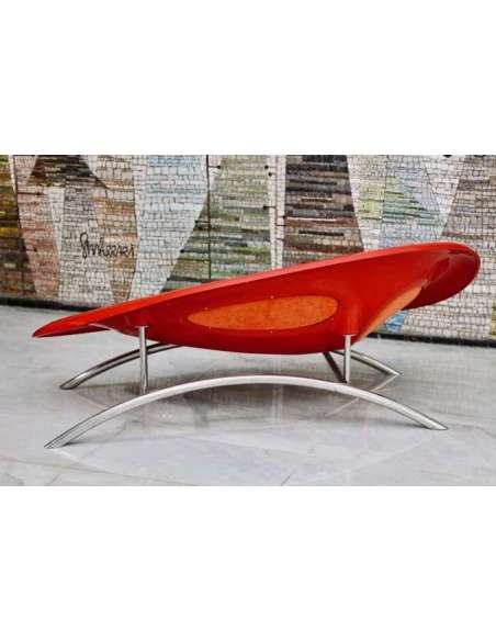 Canapé rouge en plastique moulé du 20ème siècle-Bozaart