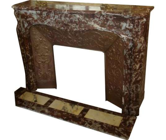 Louis XV fireplace in red rance marble