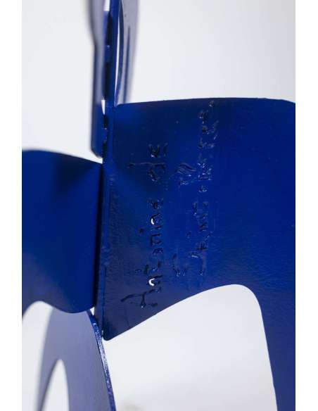 Sculpture bleu à poser bugler la trompette travail contemporain-Bozaart