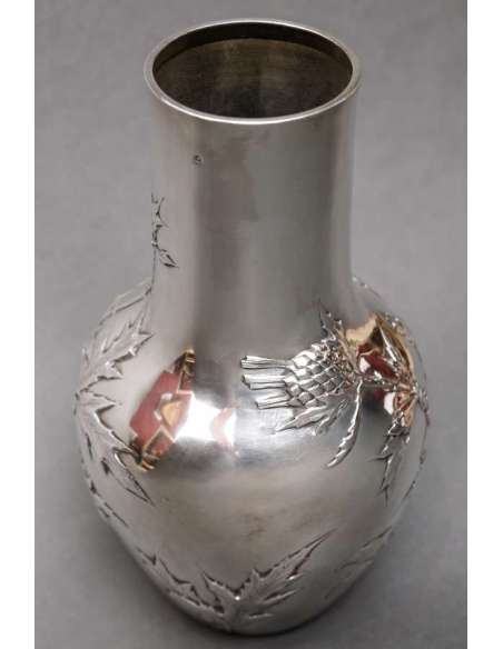 Vase en argent massif Art Nouveau par Edmond Tetard-Bozaart