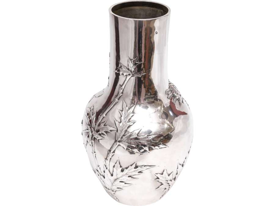 Sterling silver vase by Edmond Tetard+ from the Art Nouveau period