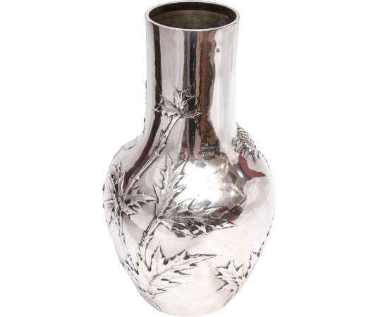 Sterling silver vase by Edmond Tetard from the Art Nouveau period