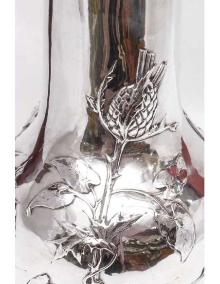 Vase en argent massif Art Nouveau par Edmond Tetard-Bozaart