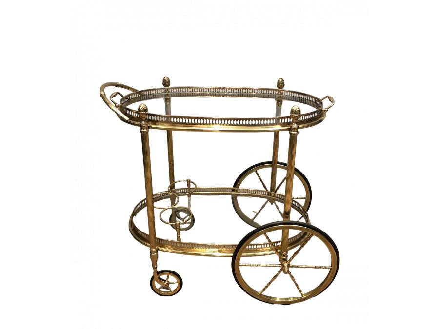 Oval brass drinks trolley+ from the 20th century