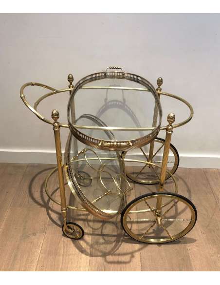 Oval brass drinks trolley from the 20th century-Bozaart