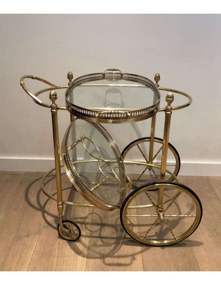 Table roulante ovale en laiton du 20ème siècle-Bozaart