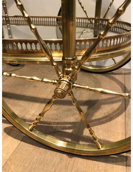Table roulante ovale en laiton du 20ème siècle-Bozaart