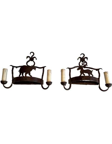 Wrought iron sconces representing animals from the 20th century-Bozaart