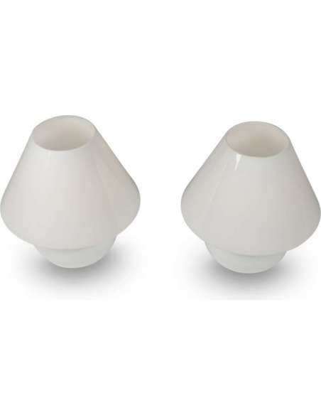 Paire de lampes en opaline blanche du 20ème siècle par Paolo Venini-Bozaart