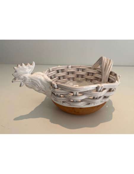 Coupe à fruits représentant une poule en céramique du 20ème siècle-Bozaart