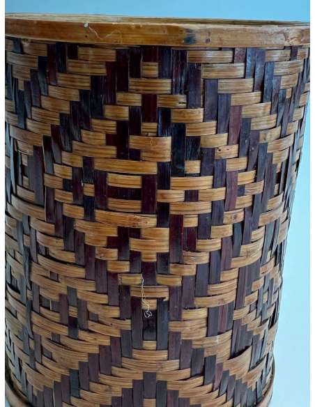 Set of 3 pencil pots in straw marquetry from the 20th century-Bozaart