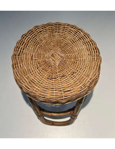 Rattan stool from the 1950s-Bozaart