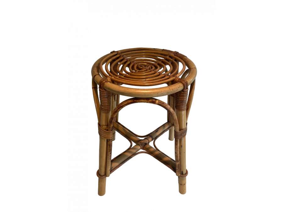 Small rattan stool+ from the 1950s