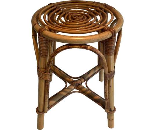 Small rattan stool from the 1950s
