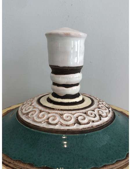 Pot couvert en céramique signé par Paul Dordet du 20ème siècle-Bozaart