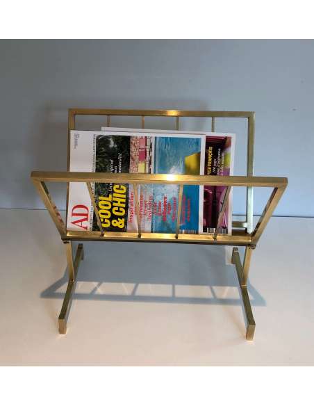 Design magazine rack in brass from the 20th century-Bozaart