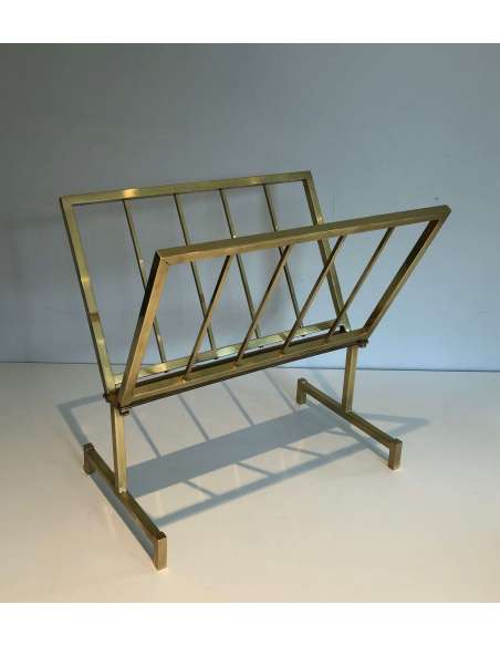 Design magazine rack in brass from the 20th century-Bozaart