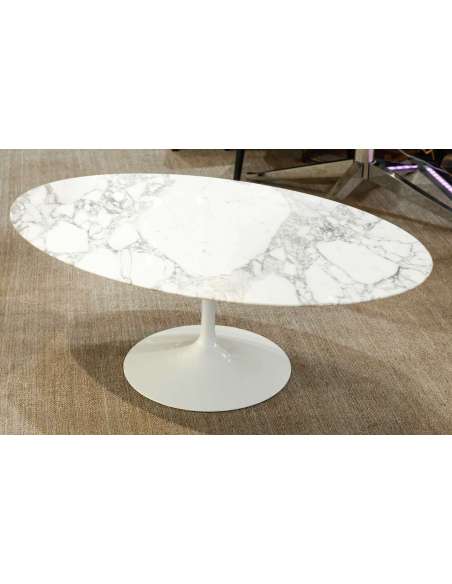 Tulipe oval coffee table in arabescato marble-Bozaart