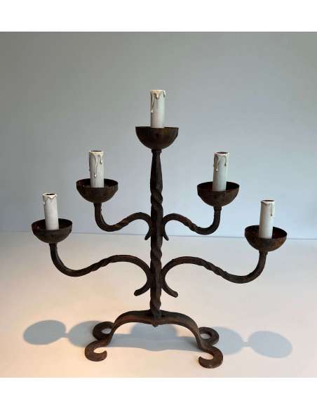 Wrought iron candelabra Contemporary work, circa 50-Bozaart