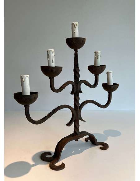 Wrought iron candelabra Contemporary work, circa 50-Bozaart