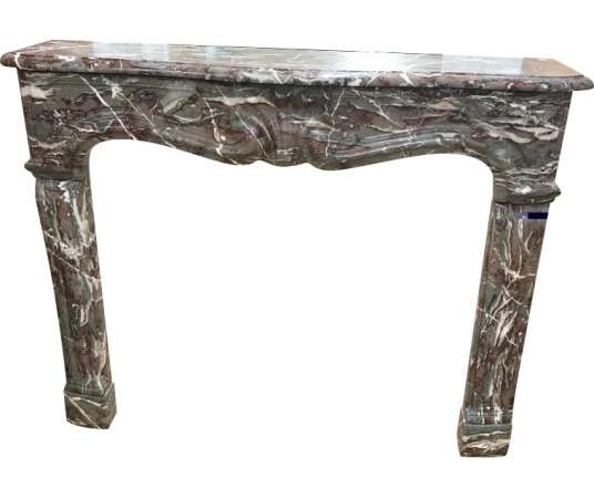 ANTIQUE LOUIS XV STYLE FIREPLACE IN RED RANCE MARBLE ,19TH CENTURY