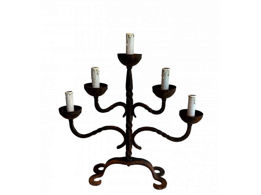 Wrought iron candelabra+ Contemporary work, circa 50