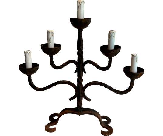 Candelabra in wrought iron, French work, circa 50