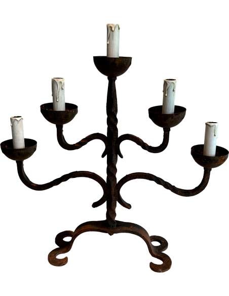 Wrought iron candelabra Contemporary work, circa 50-Bozaart