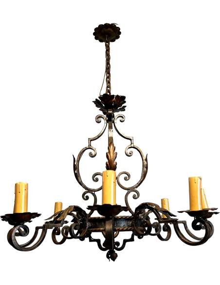 Modern Wrought iron chandelier 1940-Bozaart