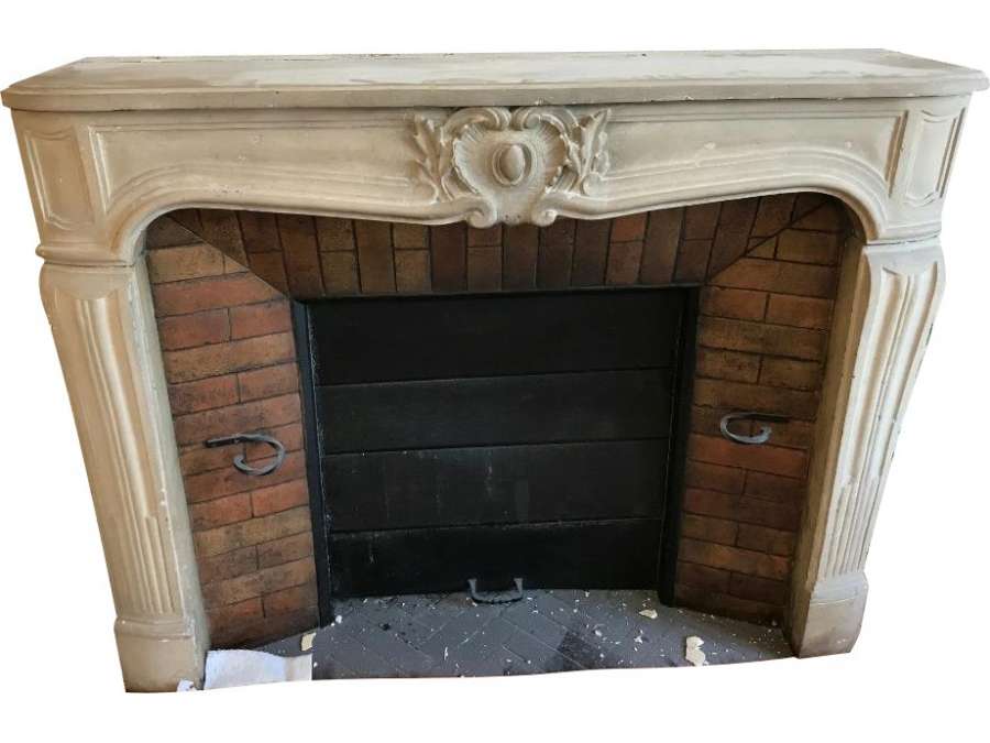 PRETTY ANTIQUE LOUIS XV STYLE FIREPLACE IN STONE , 19TH CENTURY